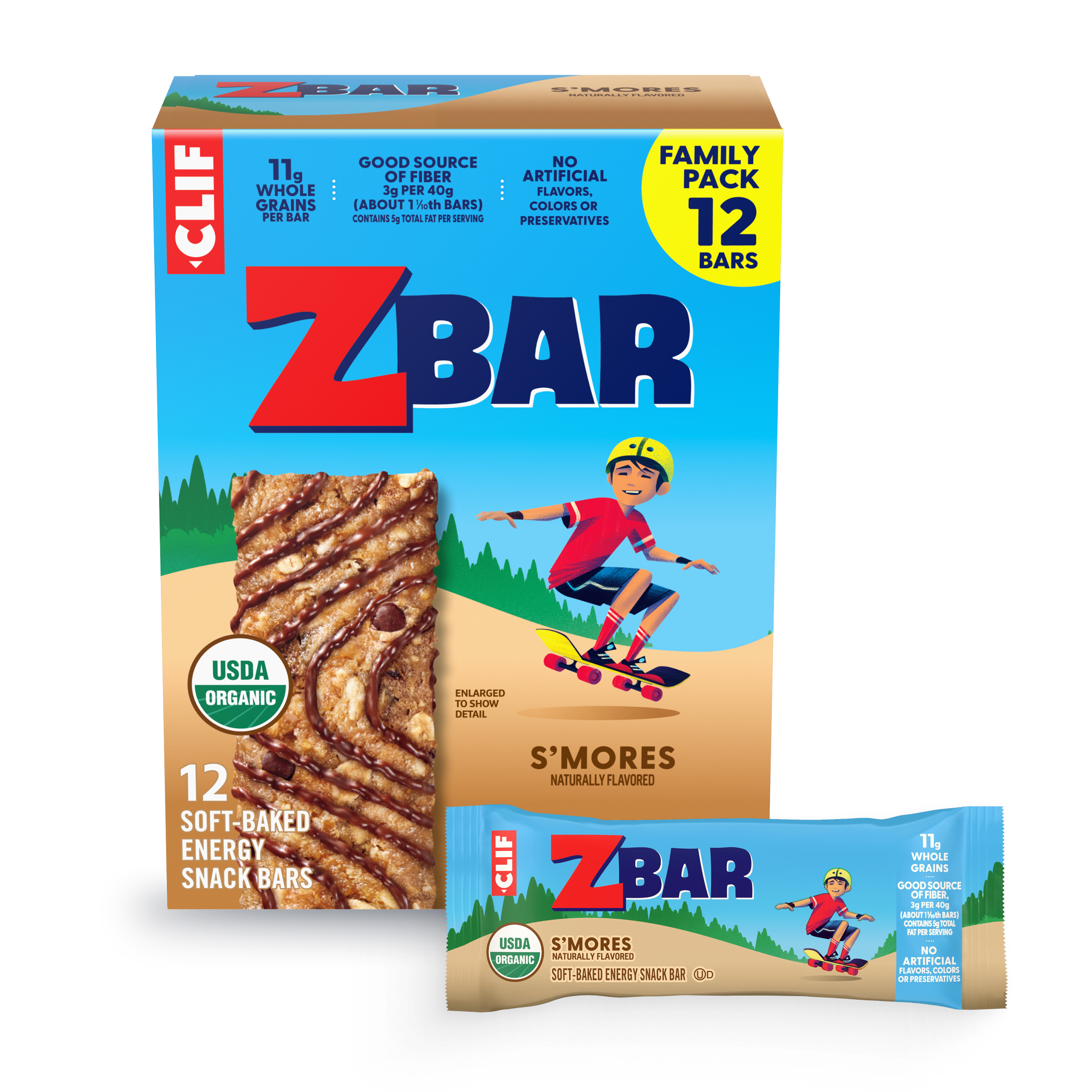 Zbar S'mores Soft-Baked Energy Snack Bars, Organic Granola Bars